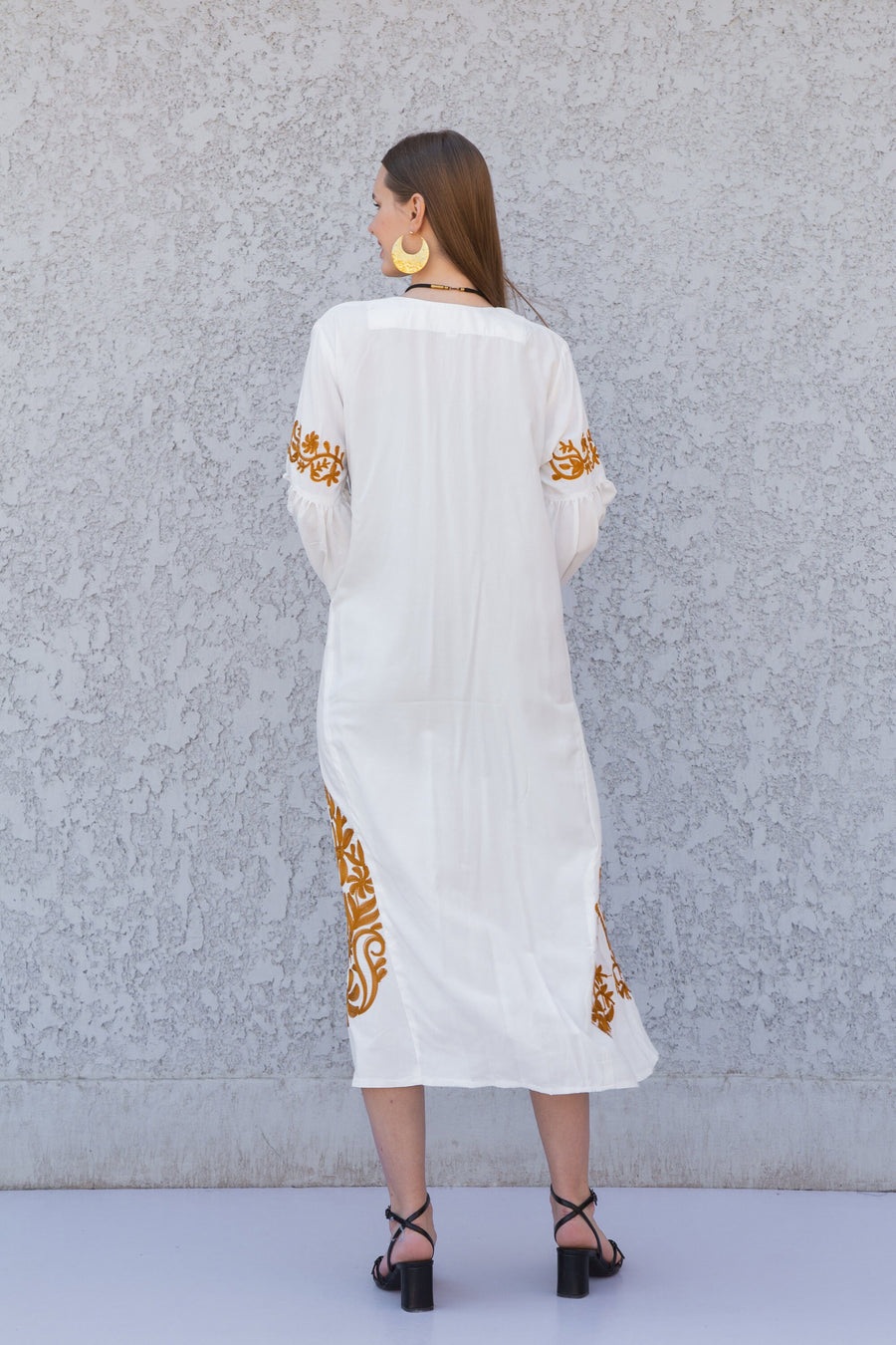Chic White Egyptian cotton kaftan dress, embroidered tunic kaftan dress, caftans for women, cotton Summer caftan, party, casual dress