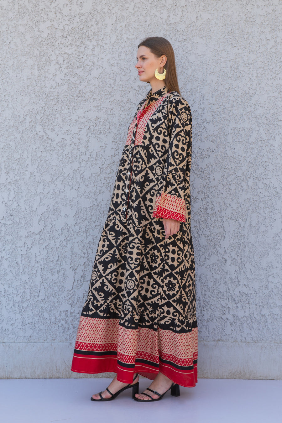 Boho Black Flared sleeves print Summer Kaftan, Caftan, caftans for women, Boho Kaftan dress, Caftans for women, summer women kaftans