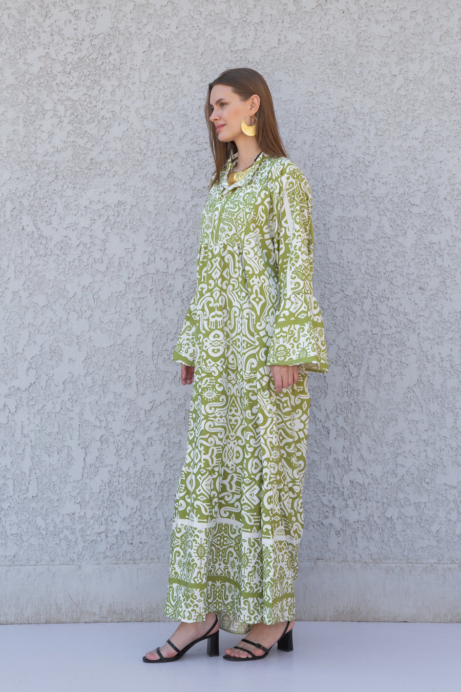 Beautiful print Lime green kaftan dress, caftans for women, Boho Kaftan dress, Caftans for women, long summer kaftan, kaftans, caftan