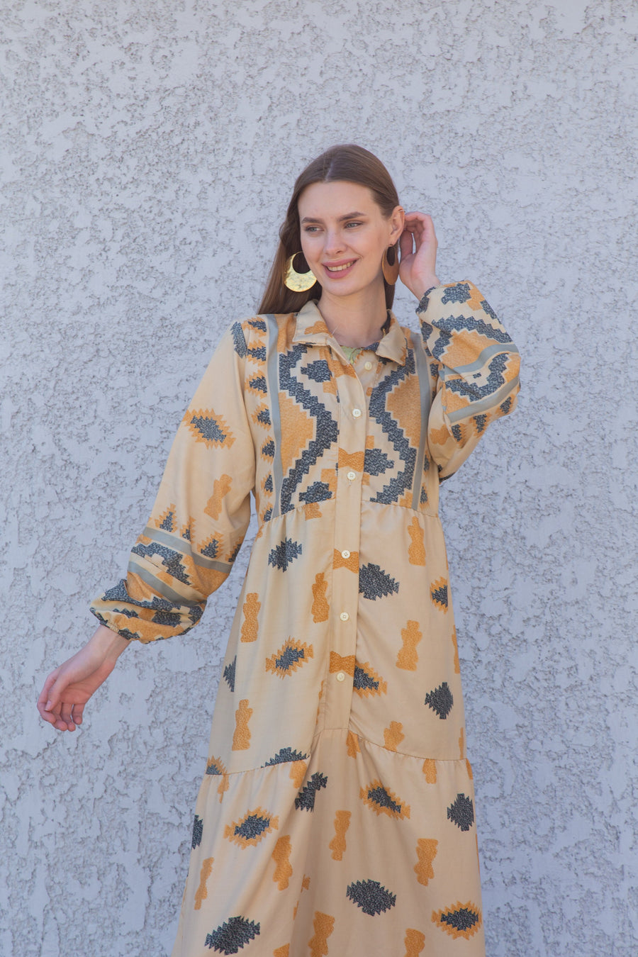 Boho Beige button up Caftan, Navy blue caftan dress, caftans for women, Boho Kaftan dress, Caftans for women, long summer kaftan, caftan