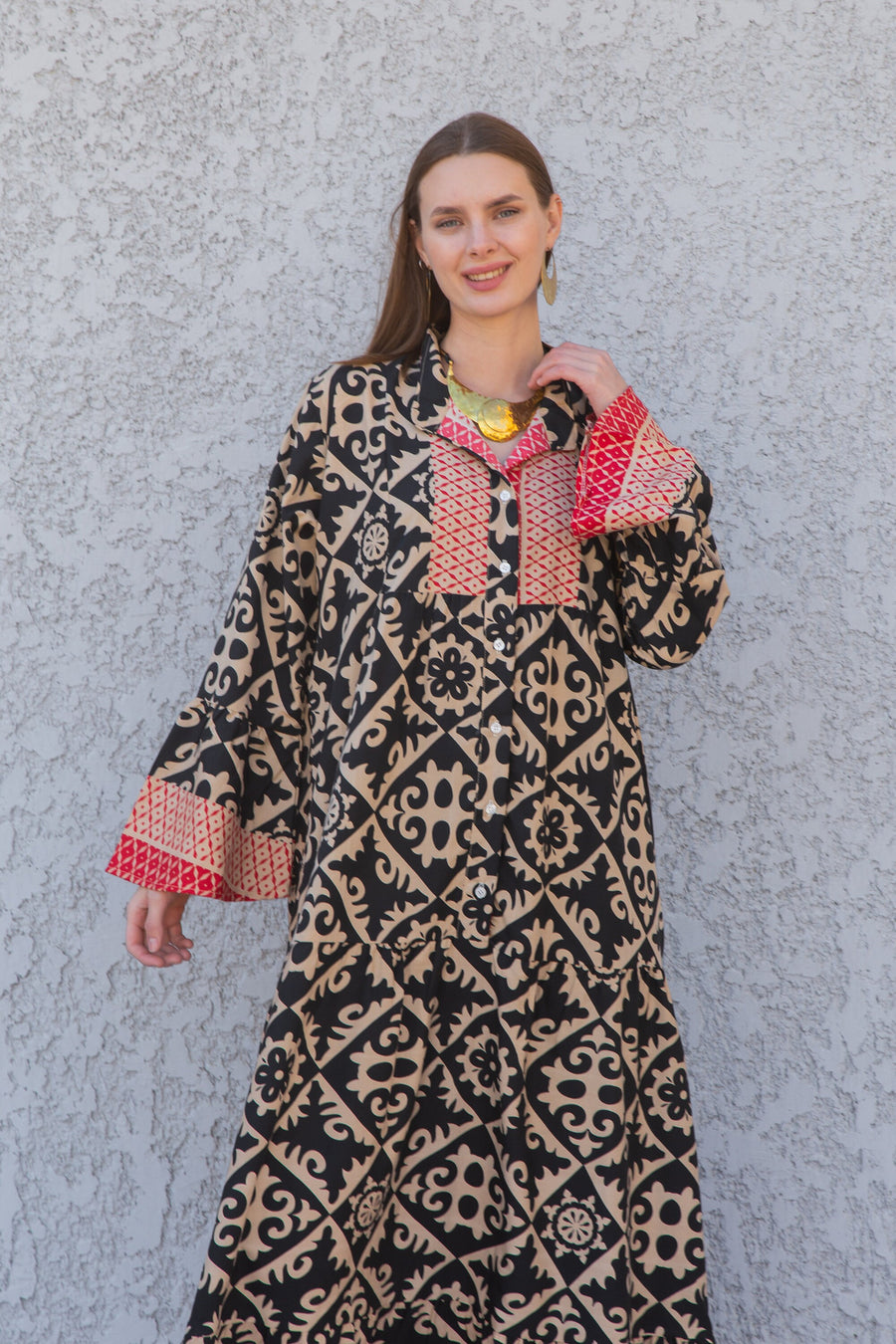 Boho Black Flared sleeves print Summer Kaftan, Caftan, caftans for women, Boho Kaftan dress, Caftans for women, summer women kaftans