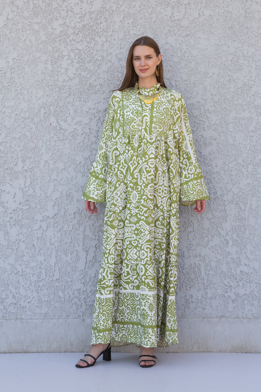 Beautiful print Lime green kaftan dress, caftans for women, Boho Kaftan dress, Caftans for women, long summer kaftan, kaftans, caftan