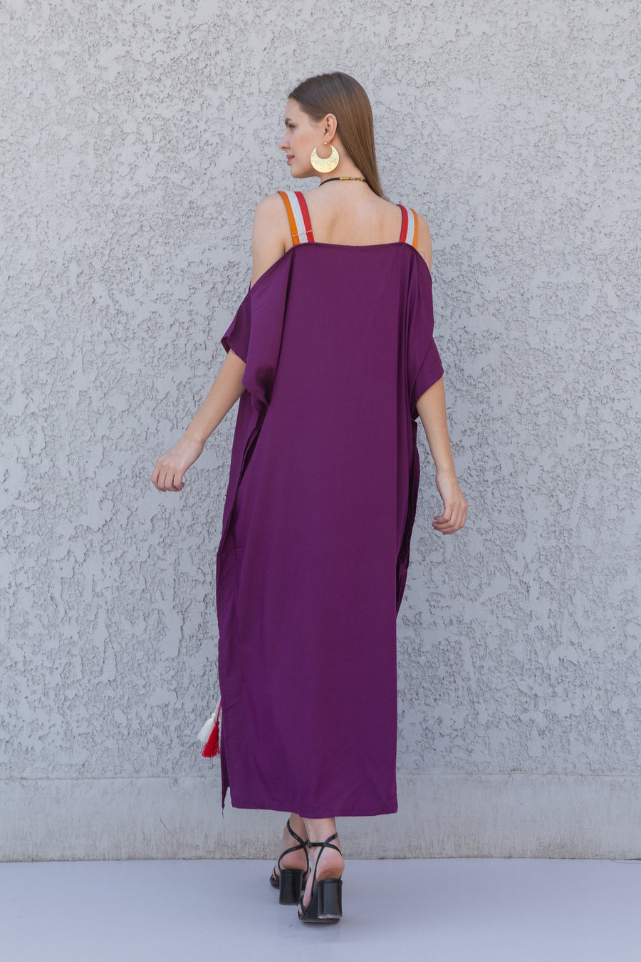 Stunning Purple strap embroidered caftan dress, Cotton caftan dress, Caftans for women, Loose fit caftan, caftans for women, Egyptian cotton