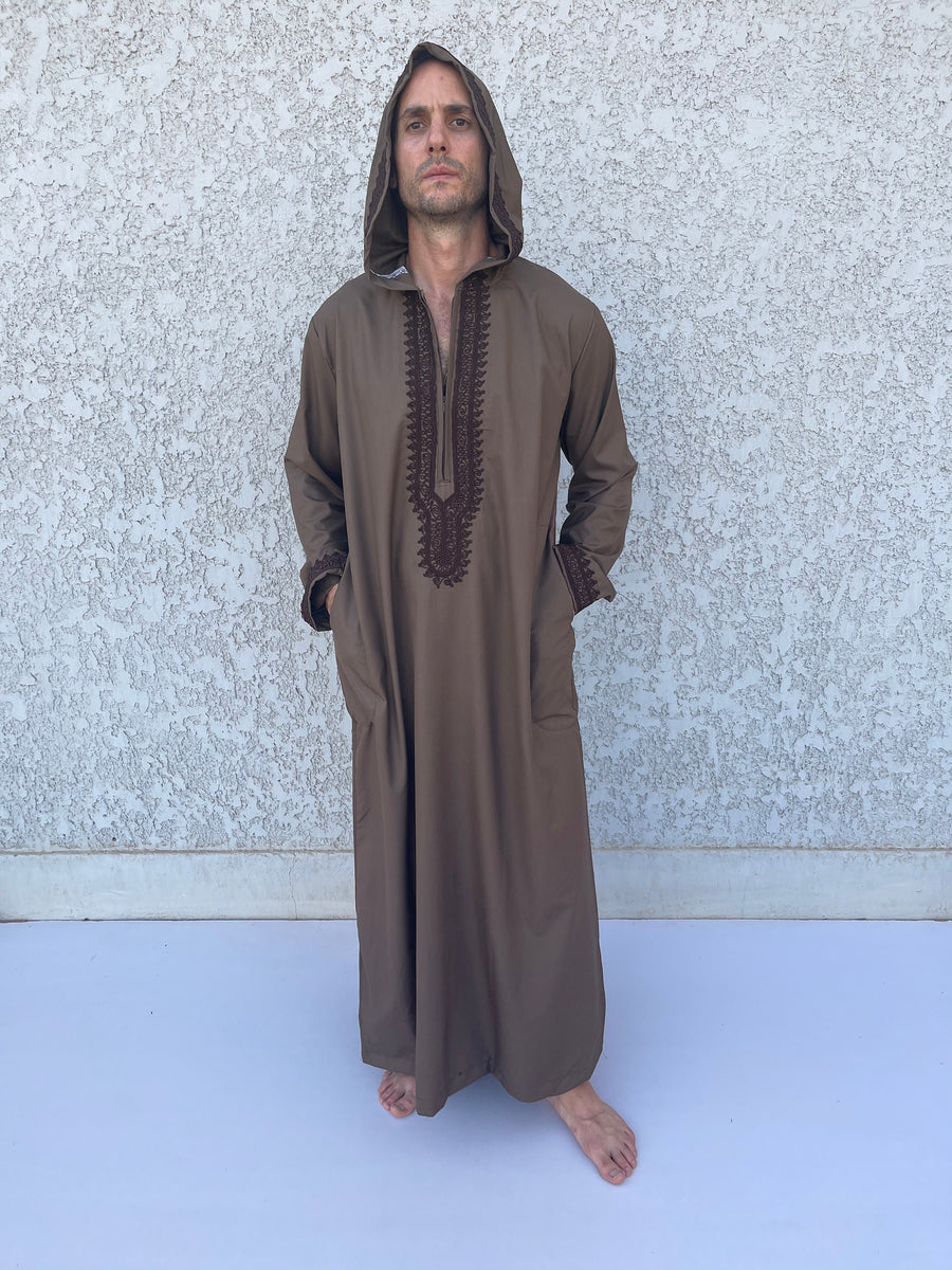 Brown Cotton Mens Kaftan, Luxurious Cotton Men's caftan, Men's kaftan, caftans for men, men clothing, gift for men, husband, gift for him
