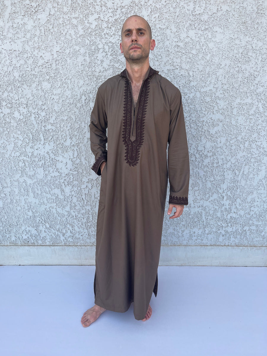 Brown Cotton Mens Kaftan, Luxurious Cotton Men's caftan, Men's kaftan, caftans for men, men clothing, gift for men, husband, gift for him