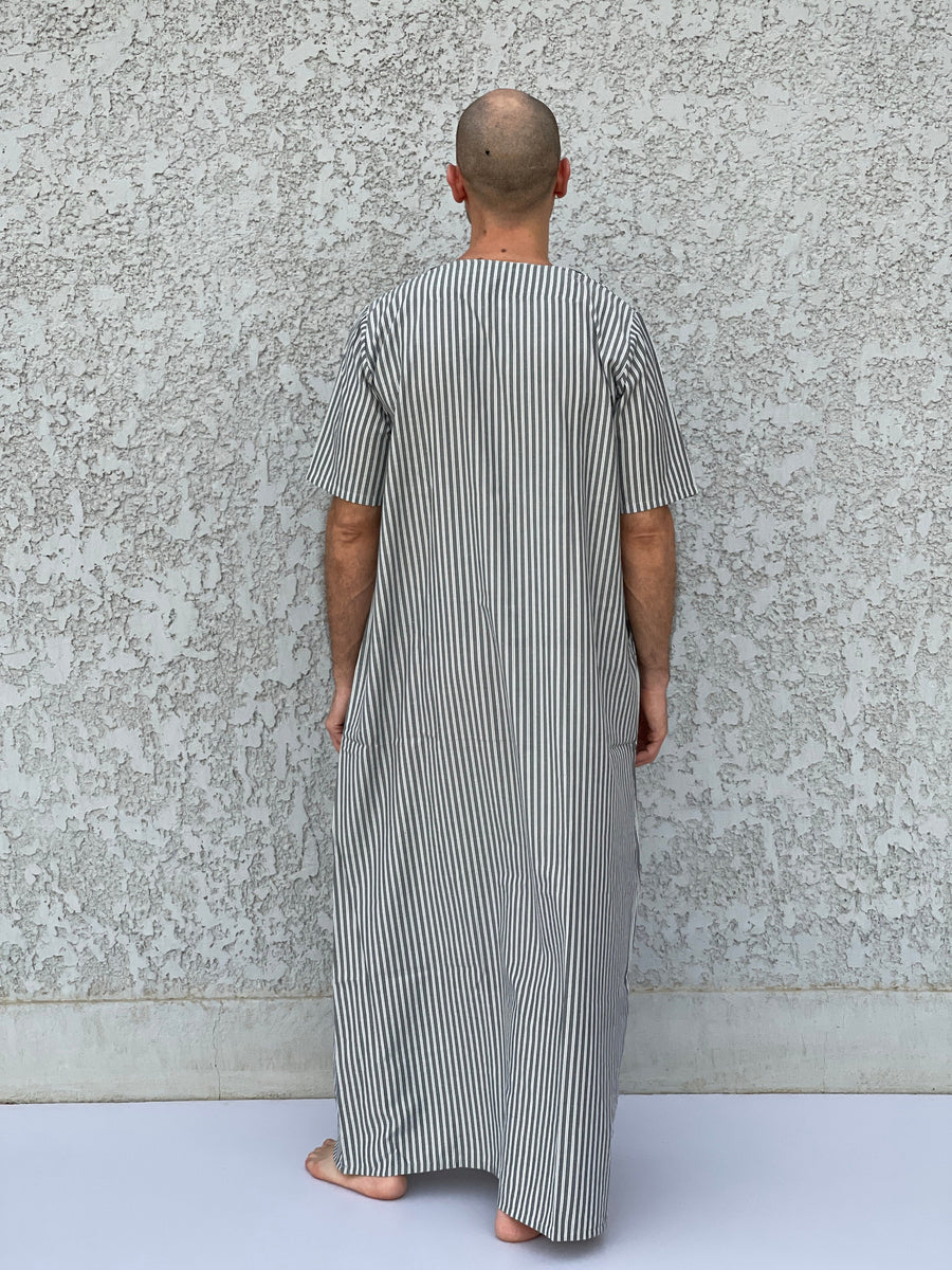 Striped Men's Kaftan, Short sleeve Men's kaftan, Cotton men caftan, caftans for men, men clothing, gift for men, husband gift, gift for him