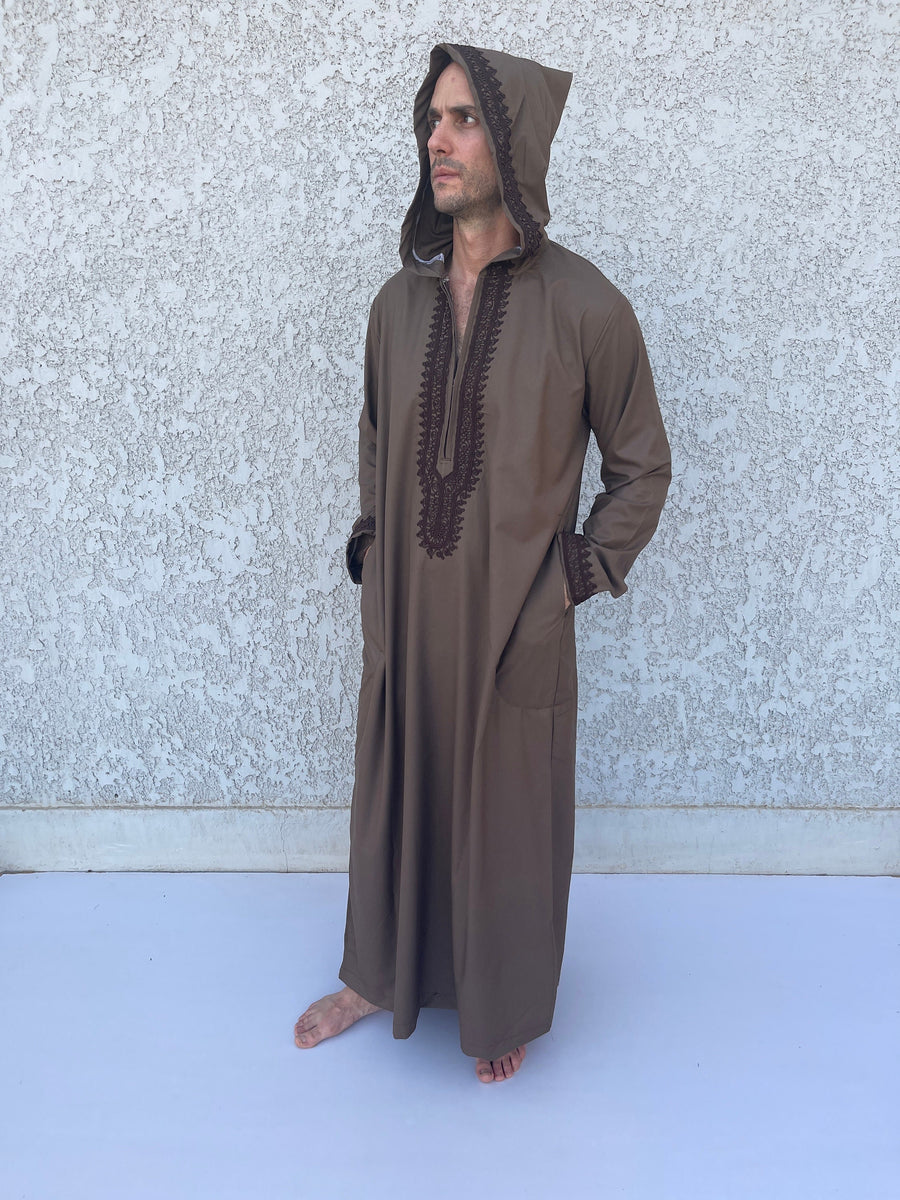 Brown Cotton Mens Kaftan, Luxurious Cotton Men's caftan, Men's kaftan, caftans for men, men clothing, gift for men, husband, gift for him