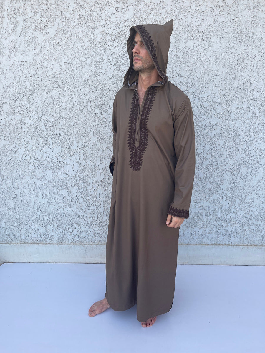 Brown Cotton Mens Kaftan, Luxurious Cotton Men's caftan, Men's kaftan, caftans for men, men clothing, gift for men, husband, gift for him