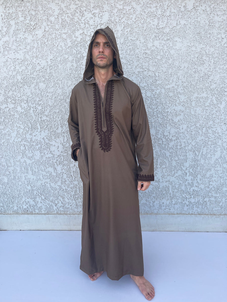 Brown Cotton Mens Kaftan, Luxurious Cotton Men's caftan, Men's kaftan, caftans for men, men clothing, gift for men, husband, gift for him