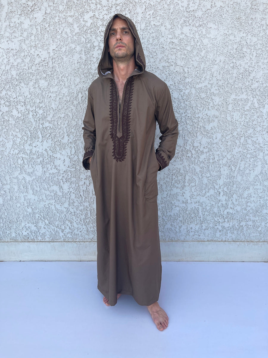 Brown Cotton Mens Kaftan, Luxurious Cotton Men's caftan, Men's kaftan, caftans for men, men clothing, gift for men, husband, gift for him