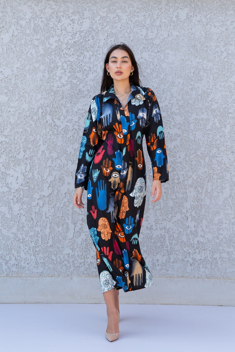 Hamsa/Evil eye Print kaftan, Boho caftan dress, caftans for women, Boho Kaftan dress, Caftans for women, long summer kaftan, caftan 10-23