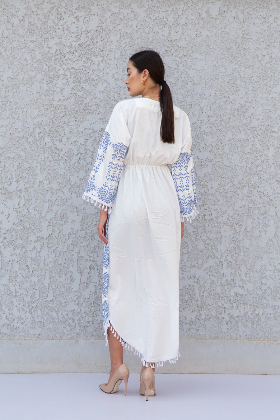 Stunning White embroidered Cotton Kaftan maxi dress, Kaftan maxi, Cotton caftan women, caftan, Chic embroidered caftan, Egyptian cotton10-23