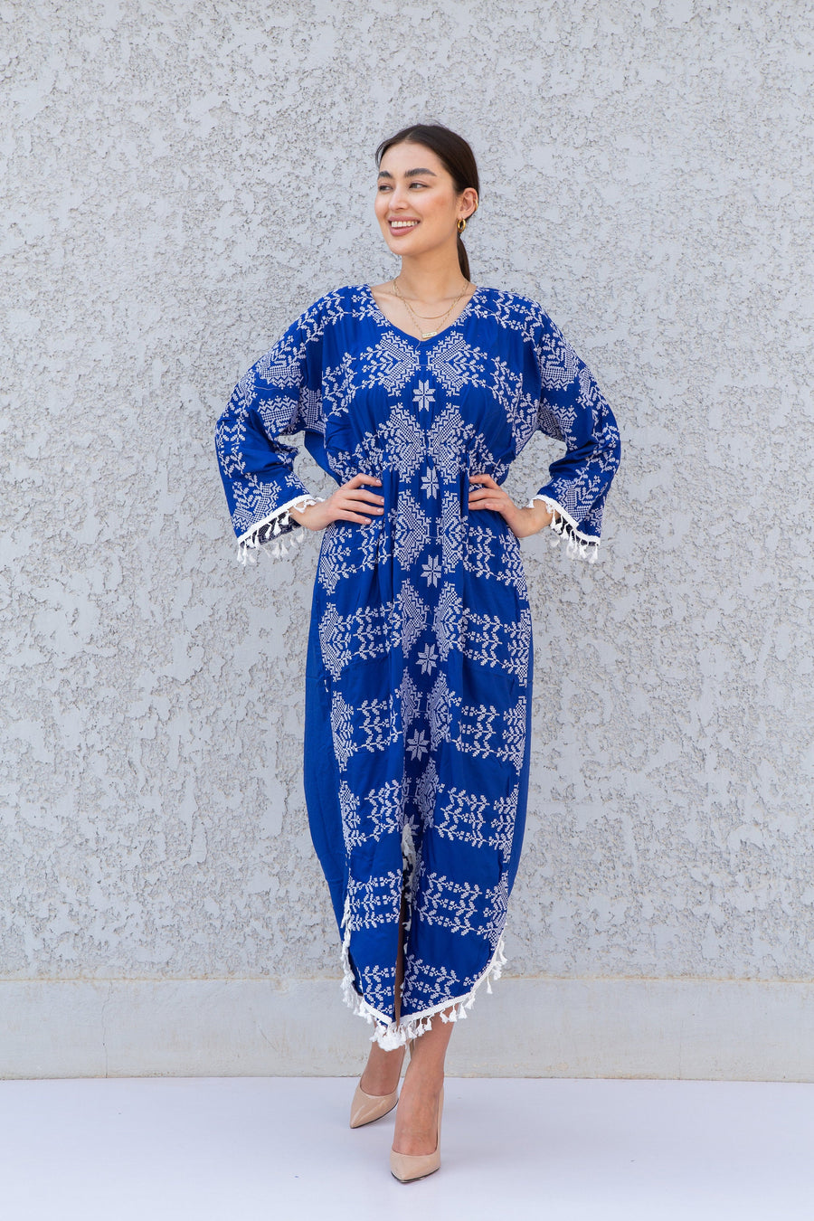 Stunning Blue embroidered Cotton Kaftan maxi dress, Kaftan maxi, Cotton caftan women, caftan, Chic embroidered caftan, Egyptian cotton10-23
