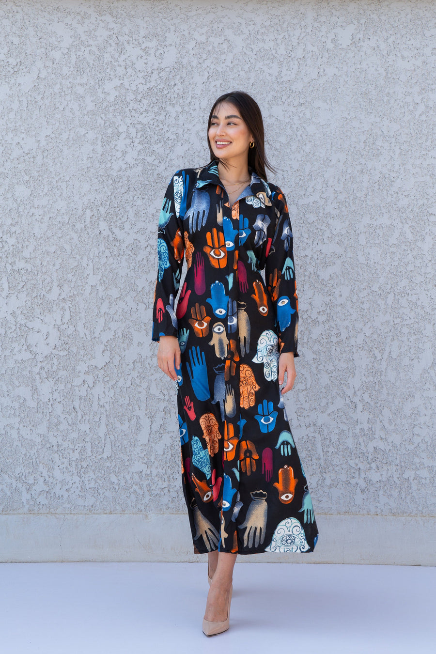 Hamsa/Evil eye Print kaftan, Boho caftan dress, caftans for women, Boho Kaftan dress, Caftans for women, long summer kaftan, caftan 10-23