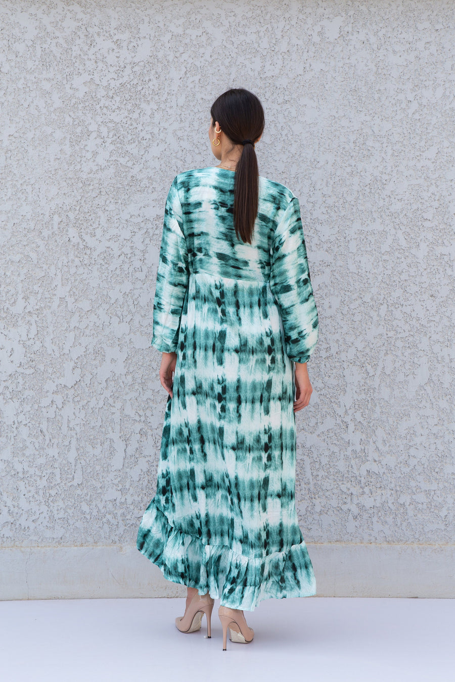 Green Tie dye print Kaftan Maxi dress, caftan dress, caftans for women, Boho Kaftan dress, Caftans for women, long summer kaftan, 10-23