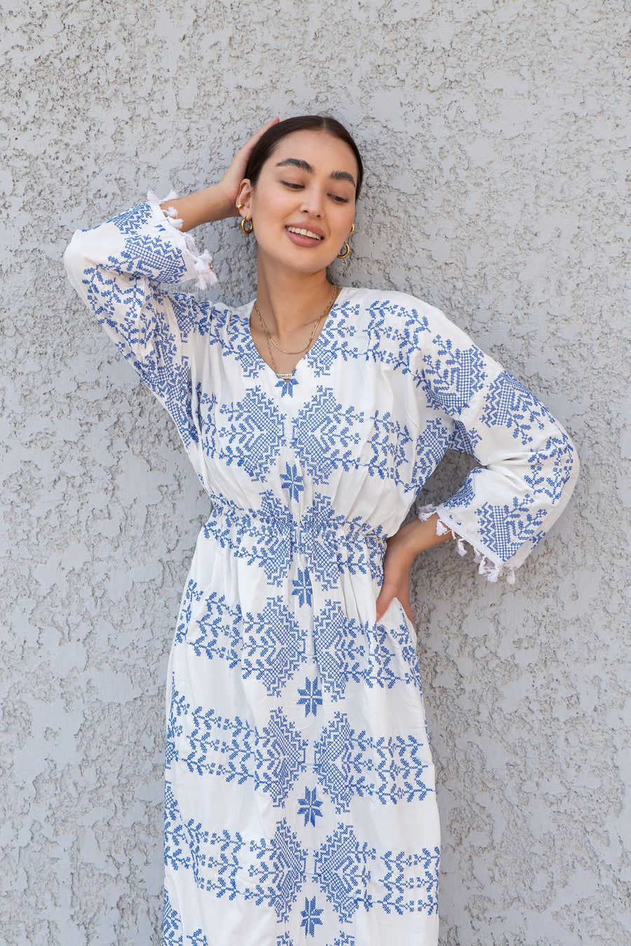Stunning White embroidered Cotton Kaftan maxi dress, Kaftan maxi, Cotton caftan women, caftan, Chic embroidered caftan, Egyptian cotton10-23