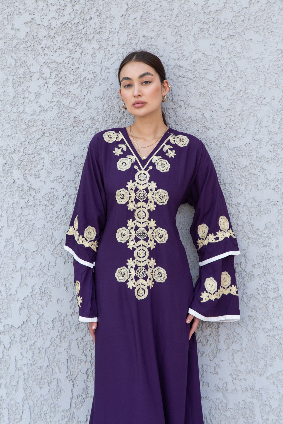 Purple wedding embroidered Kaftan maxi dress, Kaftan maxi, Cotton caftan women, caftan, Chic embroidered caftan, Egyptian cotton 10-23