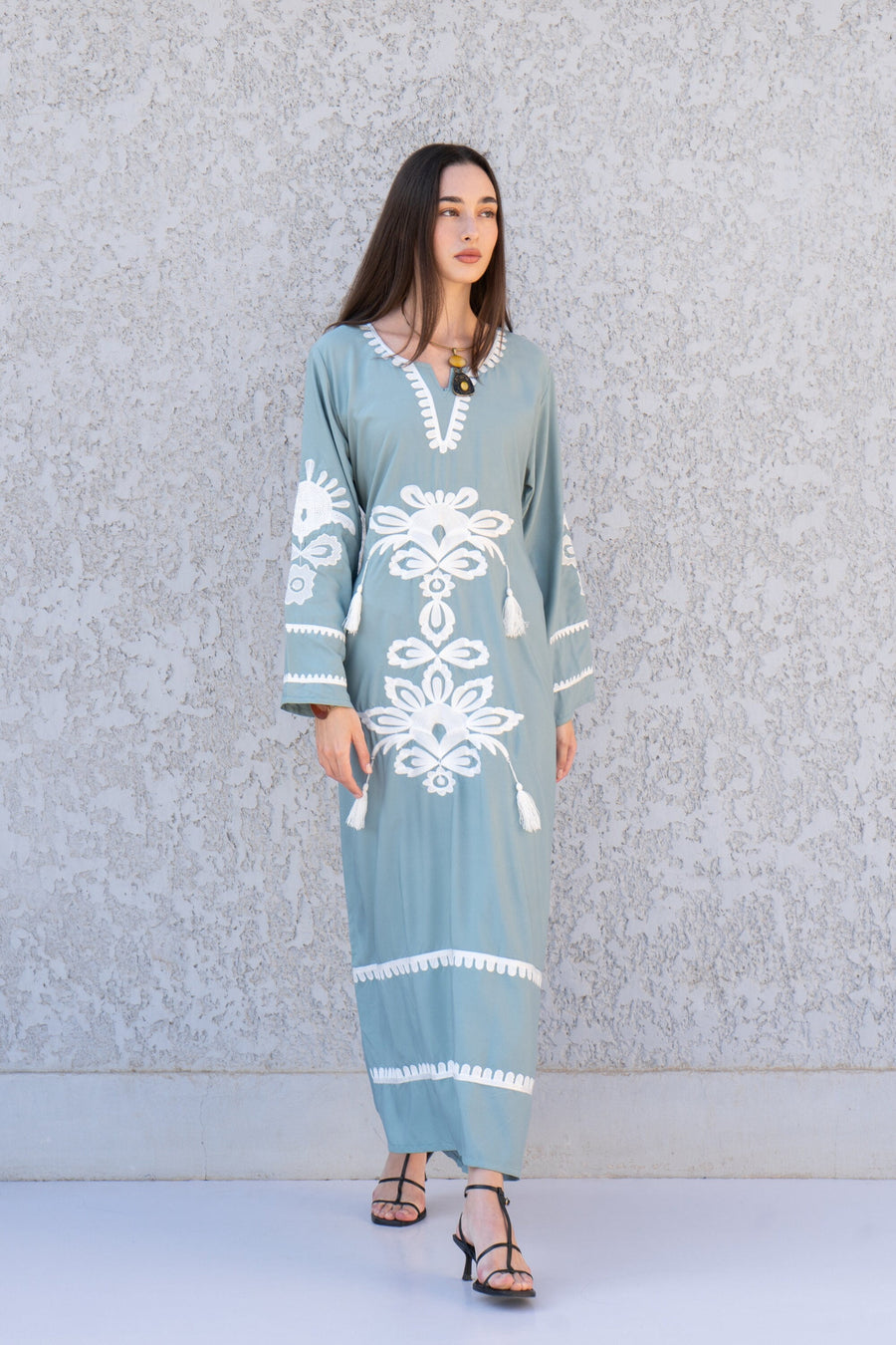 Beautiful Mint embroidered Caftan kaftan dress, caftans for women, Boho Kaftan dress, Caftans for women, long summer kaftan, kaftans, caftan