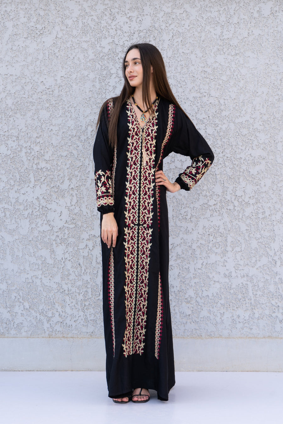 Chic Black embroidered cotton Caftan, caftans for women, Kaftans, embroidered Caftan dress, Caftan maxi dress, Caftans for women, Caftans