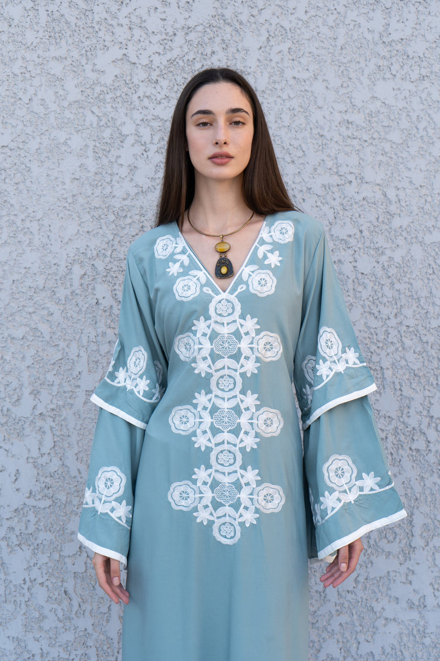 Mint wedding embroidered Kaftan maxi dress, Kaftan maxi, Cotton caftan women, caftan, Chic embroidered caftan, Egyptian cotton 10-23