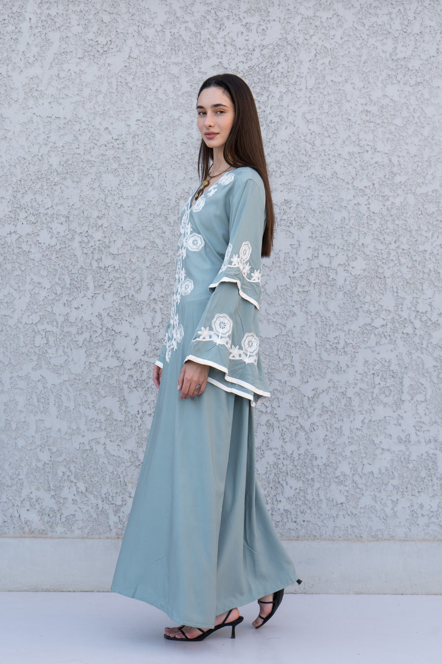 Mint wedding embroidered Kaftan maxi dress, Kaftan maxi, Cotton caftan women, caftan, Chic embroidered caftan, Egyptian cotton 10-23