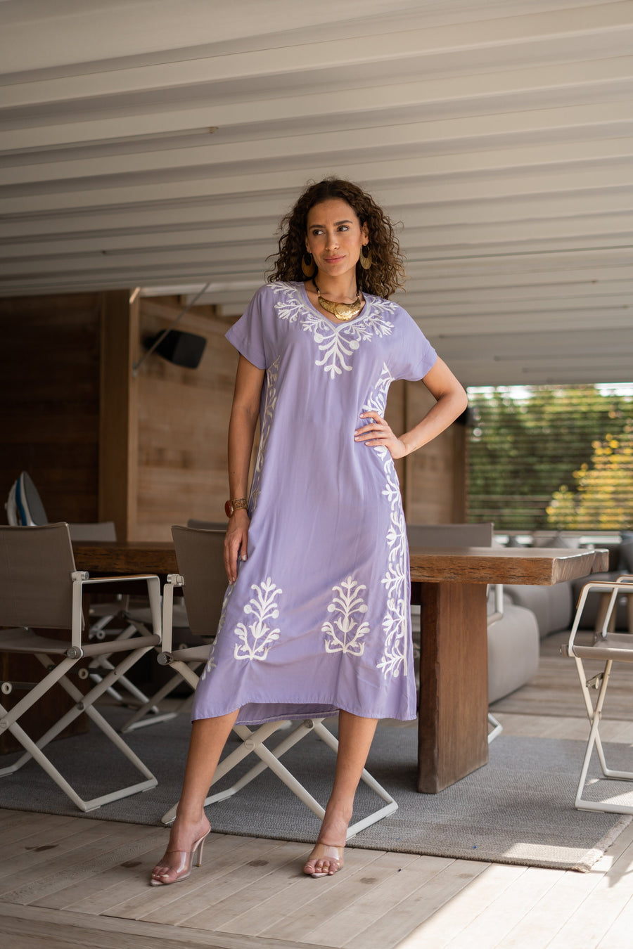 Chic light purple embroidered Kaftan maxi dress, Kaftan maxi, Cotton caftan women, caftan, embroidered caftan, Egyptian cotton 04-24