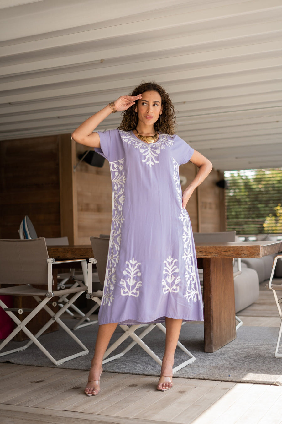 Chic light purple embroidered Kaftan maxi dress, Kaftan maxi, Cotton caftan women, caftan, embroidered caftan, Egyptian cotton 04-24