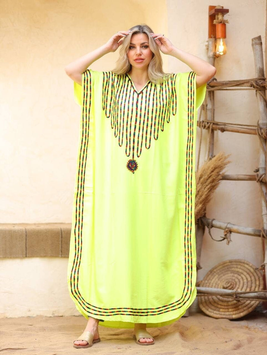 Colorful Black embroidered maternity caftan, caftans for women, caftan, women's kaftan, free size Kaftan, Summer Kaftan, maternity dress