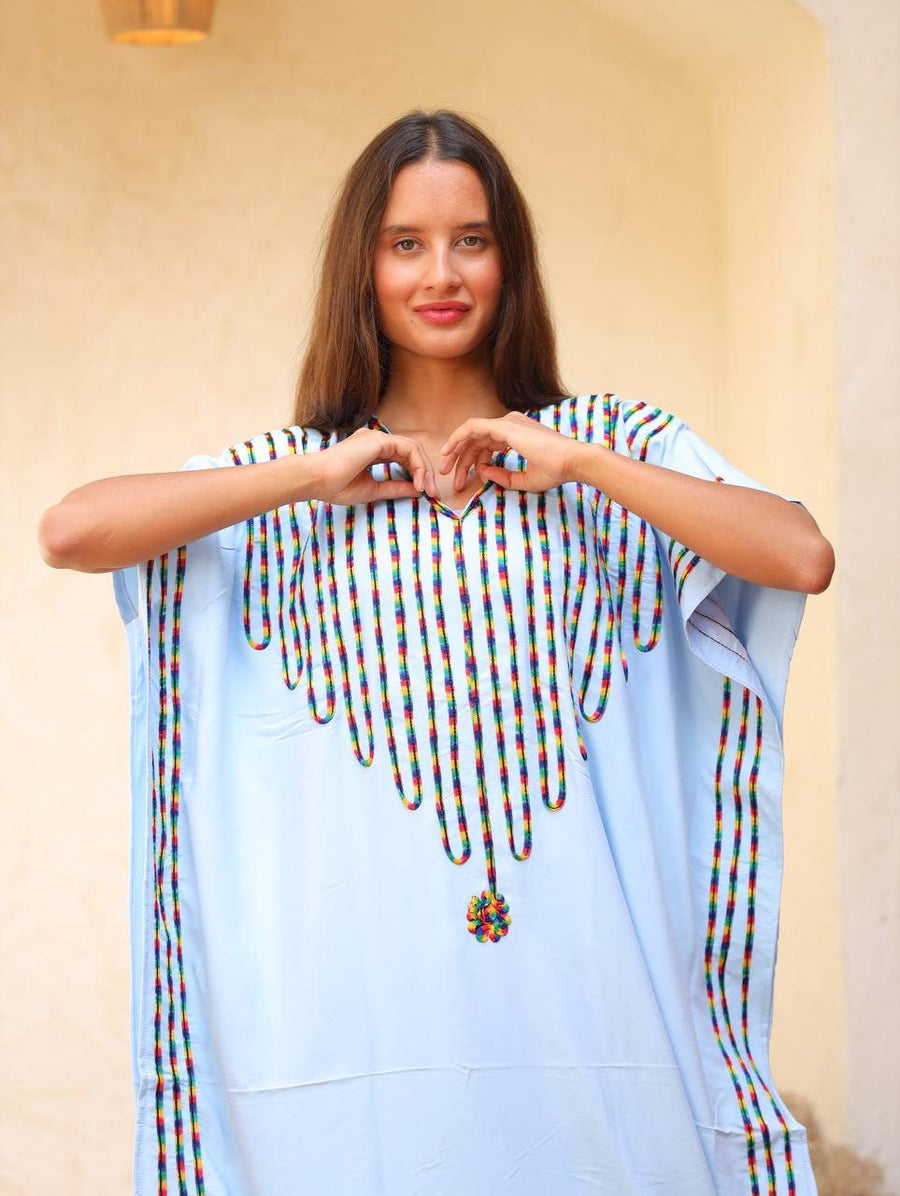 Colorful Black embroidered maternity caftan, caftans for women, caftan, women's kaftan, free size Kaftan, Summer Kaftan, maternity dress