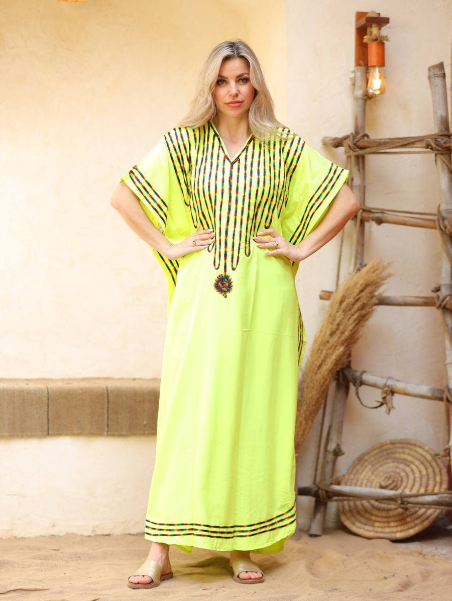 Colorful Black embroidered maternity caftan, caftans for women, caftan, women's kaftan, free size Kaftan, Summer Kaftan, maternity dress