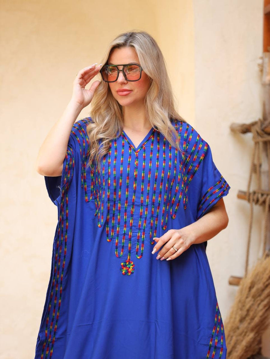 Colorful Black embroidered maternity caftan, caftans for women, caftan, women's kaftan, free size Kaftan, Summer Kaftan, maternity dress