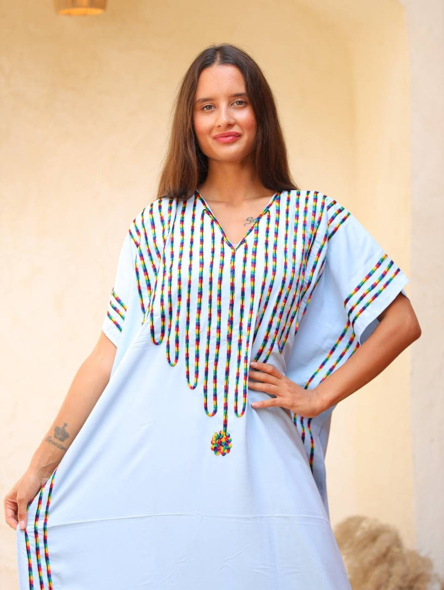 Colorful Black embroidered maternity caftan, caftans for women, caftan, women's kaftan, free size Kaftan, Summer Kaftan, maternity dress