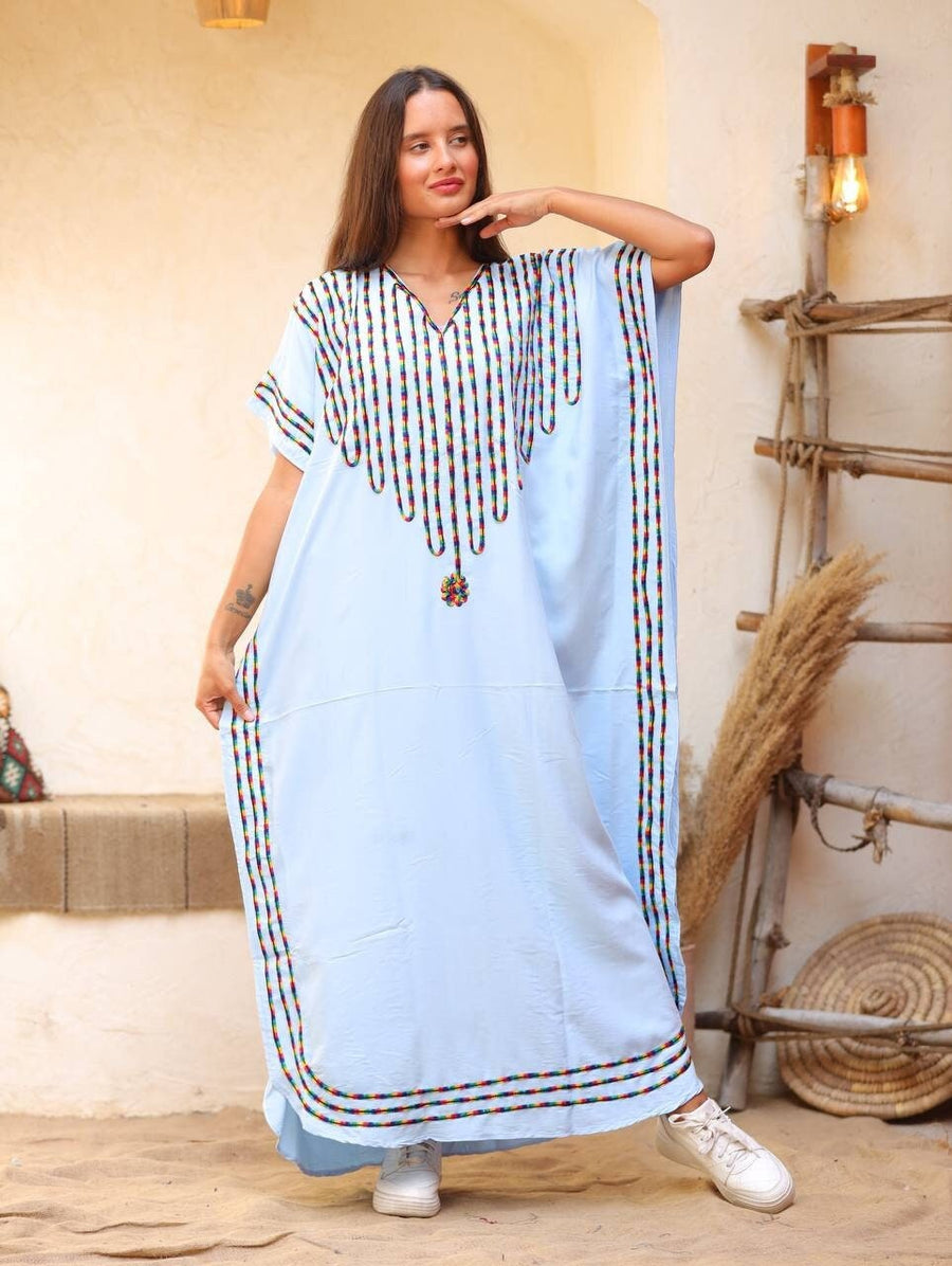 Colorful Black embroidered maternity caftan, caftans for women, caftan, women's kaftan, free size Kaftan, Summer Kaftan, maternity dress