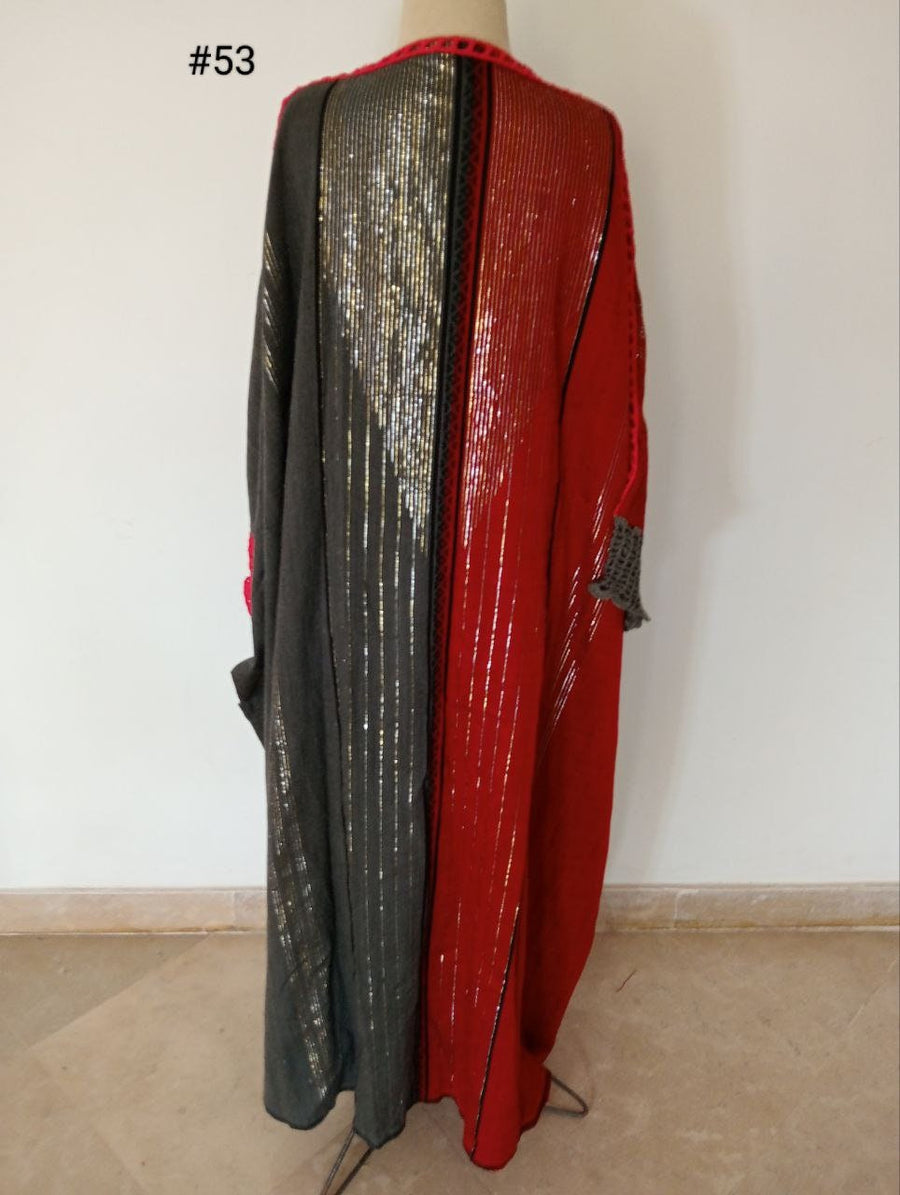 Unique and Elegant hand loomed Abaya, half fuchsia half grey Abaya with Silver threads, Winter Wool Abaya, Grey Kimono, Abaya, Handmade