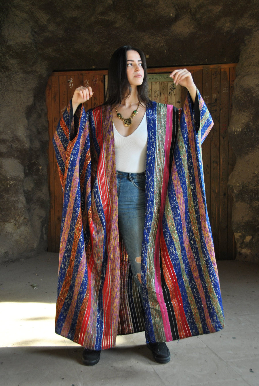 Stunning luxe hand loomed Kimono, Winter Wool Kimono, Winter kimono, Bohemian Kimono, Colorful Abaya, Handmade Abaya, Kimonos for women