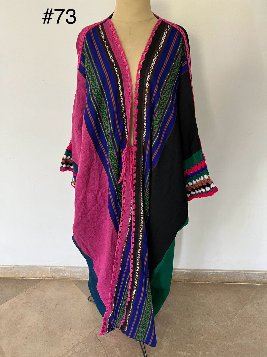 Unique and Elegant hand loomed Abaya, half fuchsia half grey Abaya with Silver threads, Winter Wool Abaya, Grey Kimono, Abaya, Handmade