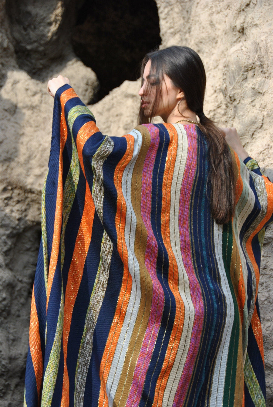 Hand loomed Wool Kimono, Winter boho Kimono, Wool Kimono, Winter Abaya, Bohemian Winter Kimono, Colorful Abaya, Handmade Abaya