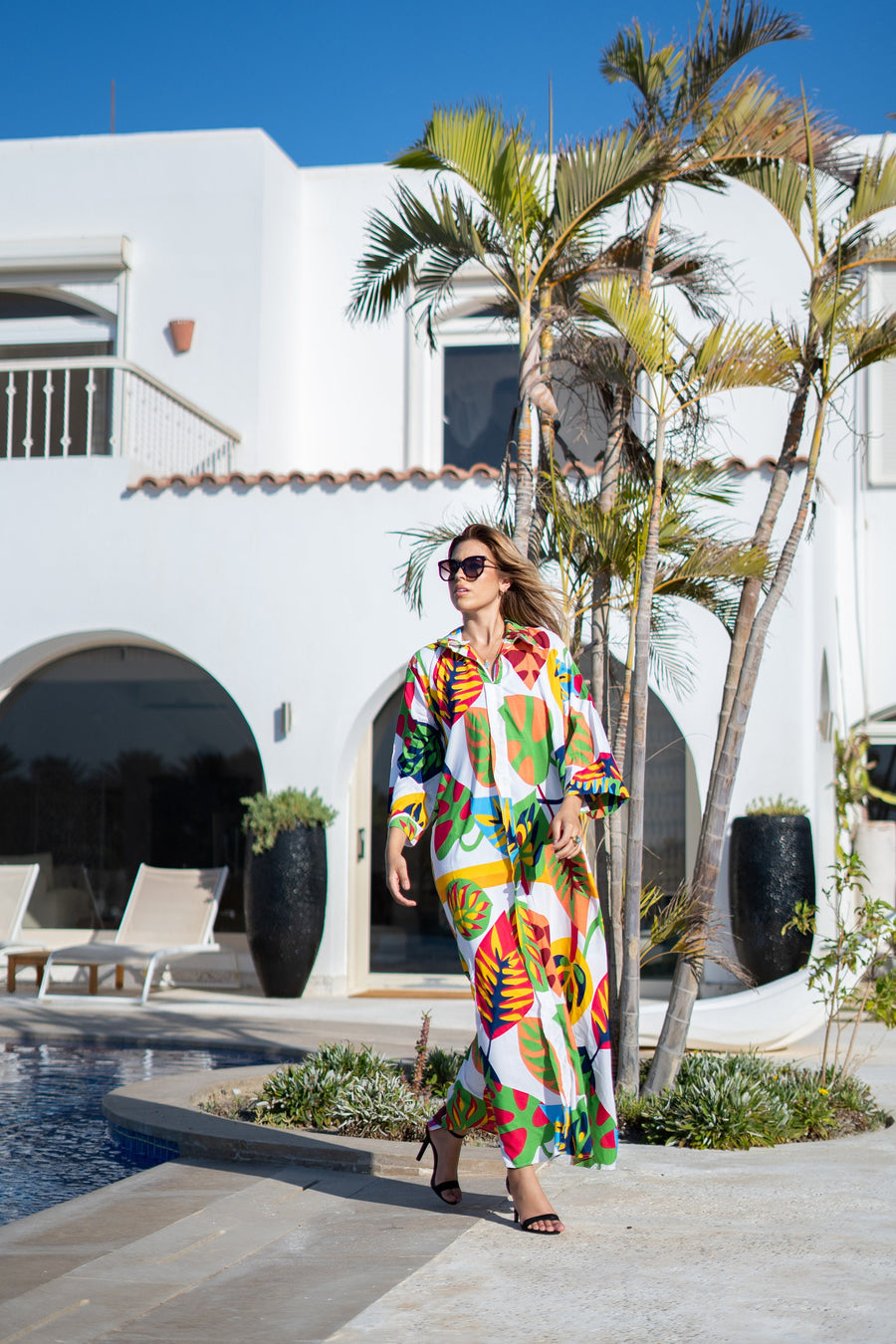 Chic green print Summer embroidered Kaftan, Caftan, caftans for women, Boho Kaftan dress, Caftans for women, summer kaftans, women