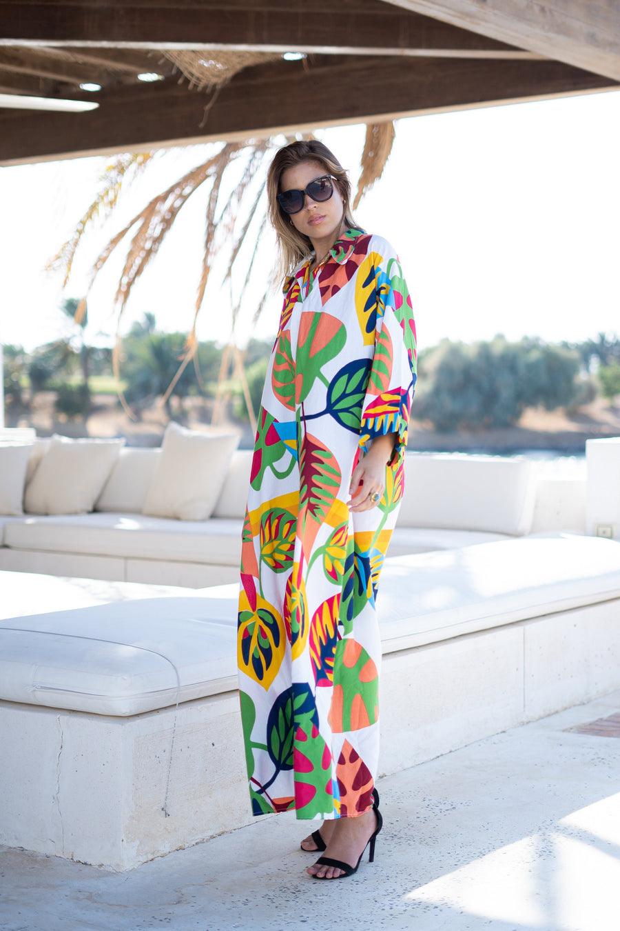 Chic green print Summer embroidered Kaftan, Caftan, caftans for women, Boho Kaftan dress, Caftans for women, summer kaftans, women