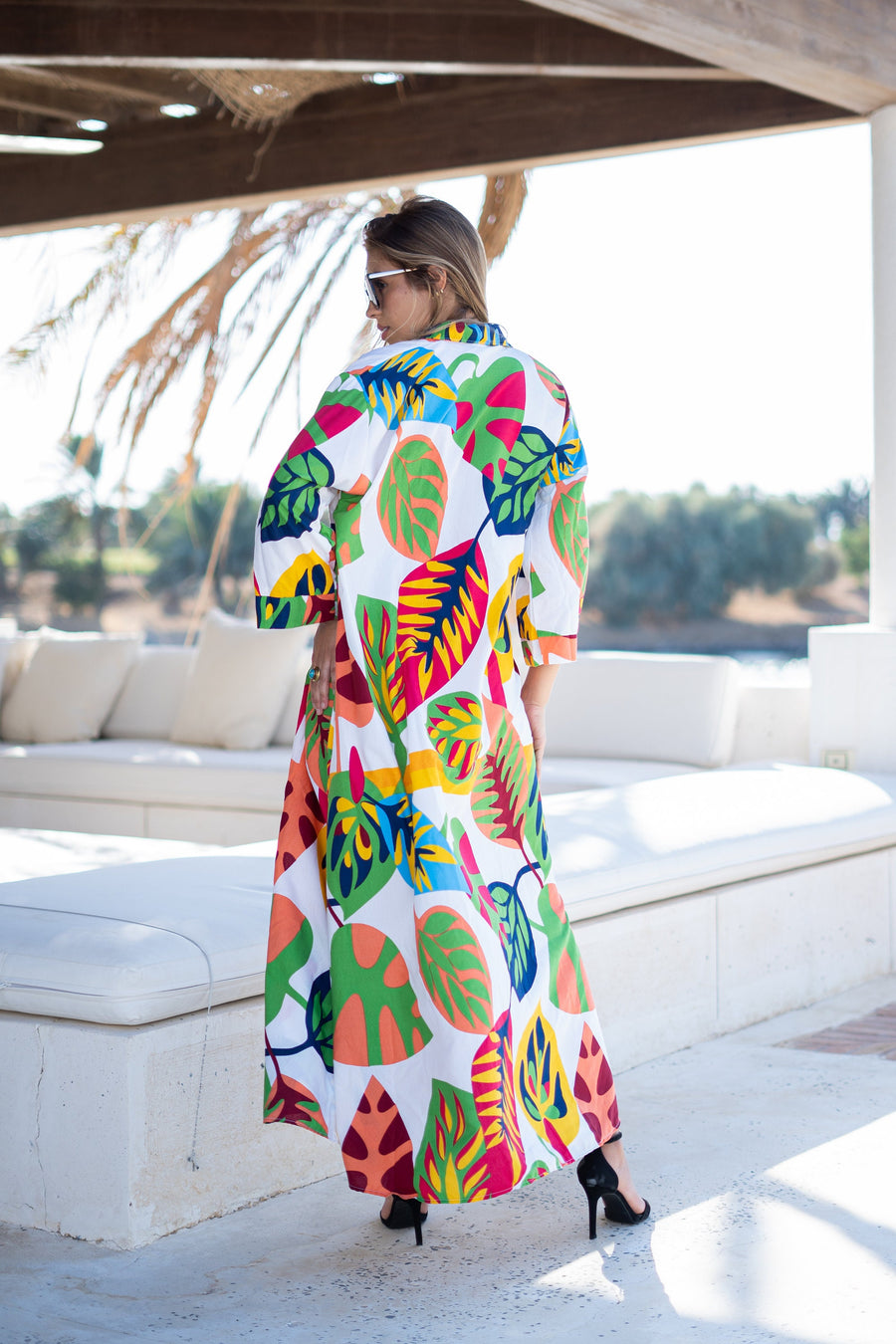 Chic green print Summer embroidered Kaftan, Caftan, caftans for women, Boho Kaftan dress, Caftans for women, summer kaftans, women