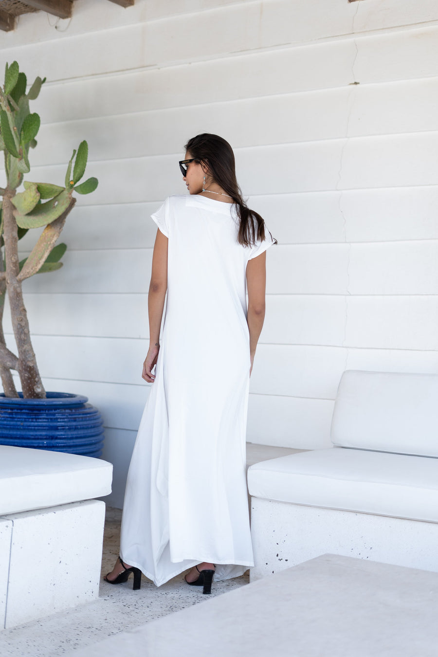 Siwa white embroidered kaftan, Maxi kaftan dress, Bohemian cotton Kaftan, Caftans for women