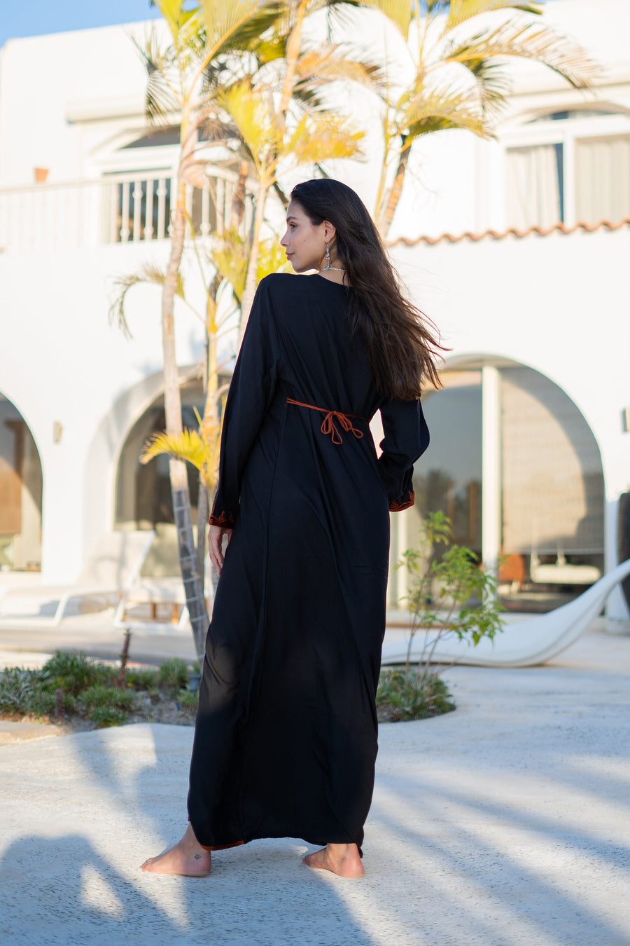 Classy black embroidered caftan maxi dress, Kaftan maxi dress, Cotton caftan women, caftan, Chic embroidered caftan, Egyptian cotton 07-24