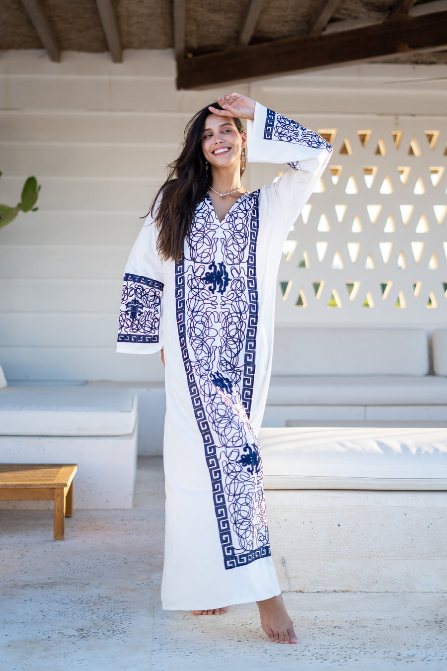 Classy purple embroidered caftan maxi dress, Kaftan maxi dress, Cotton caftan women, caftan, Chic embroidered caftan, Egyptian cotton 07-24