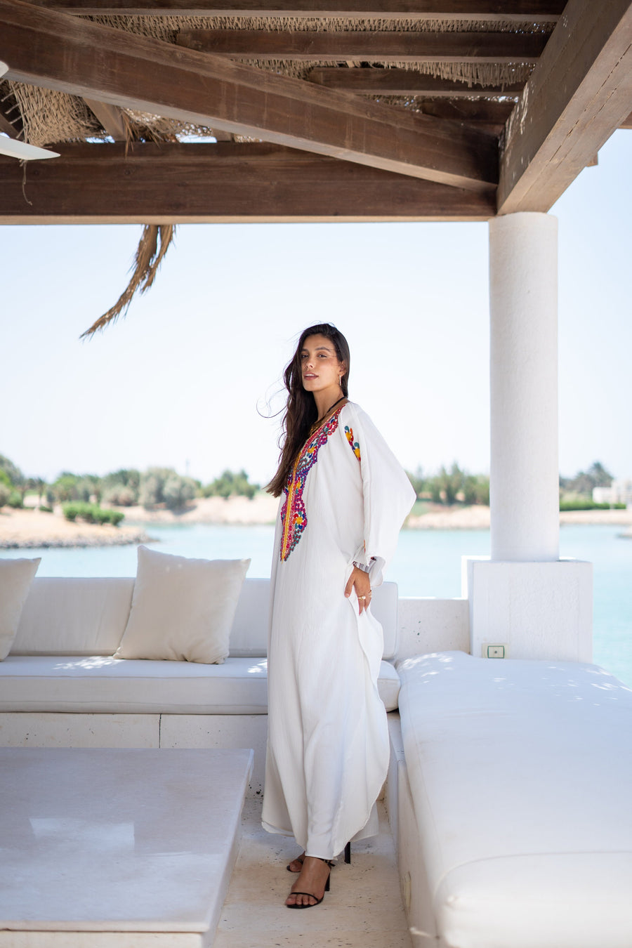 Boho white embroidered kaftan for women, colorful caftan, women's kaftan, free size Kaftan, Summer Kaftan, Caftans for women
