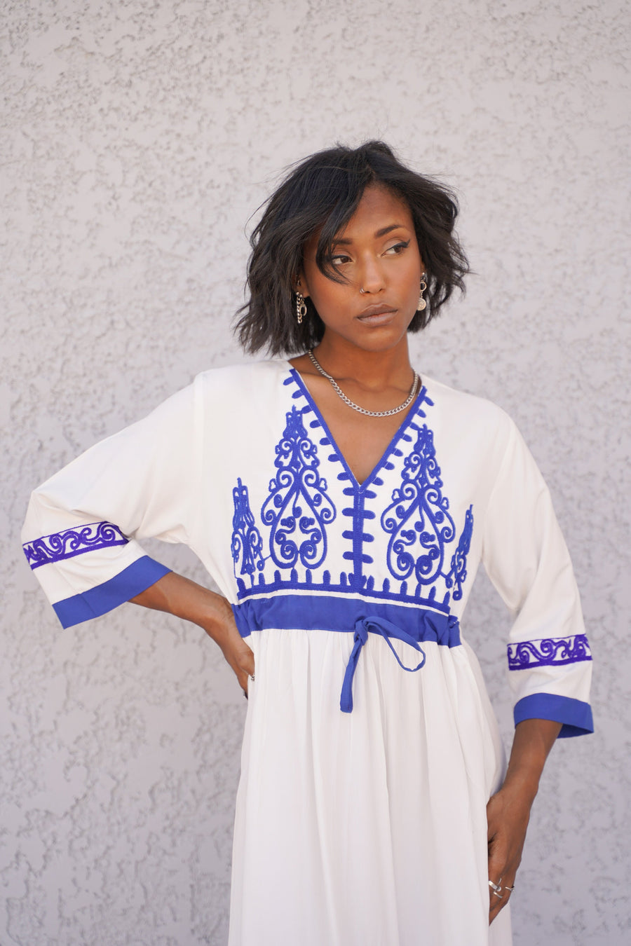 White Tunic embroidered kaftan, Bohemian embroidery tunic dress, embro Gipci White Tunic embroidered kaftan, Bohemian embroidery tunic dress, embro Gipci