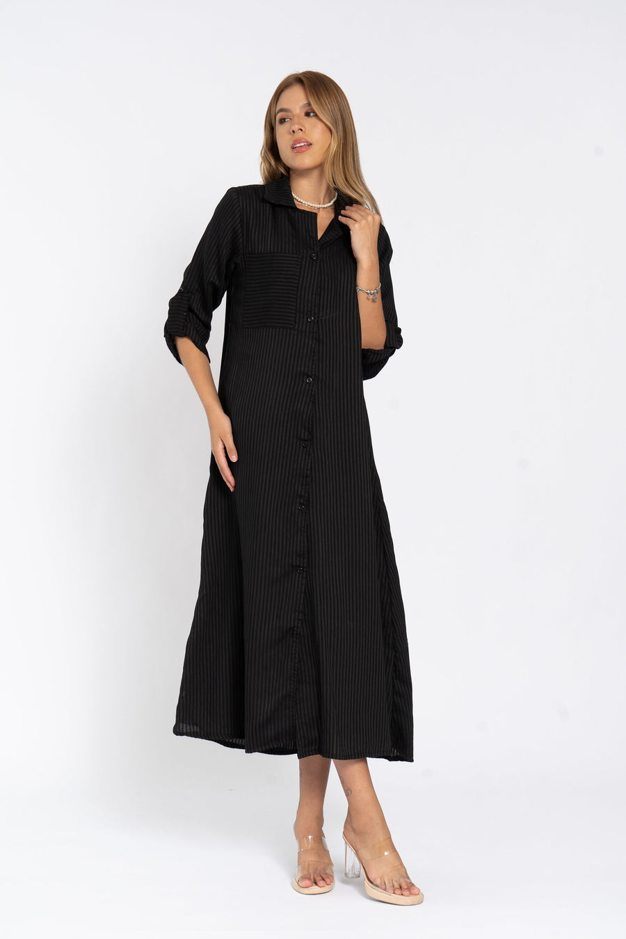 Black Striped Linen Shirt Dress, Linen Dress caftan, caftans, Linen Clothing for Women