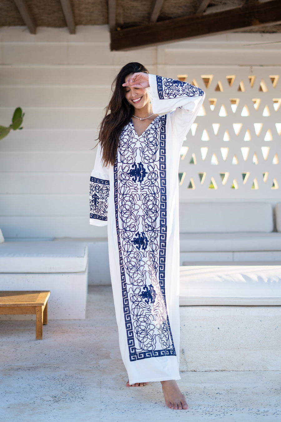 Classy purple embroidered caftan maxi dress, Kaftan maxi dress, Cotton caftan women, caftan, Chic embroidered caftan, Egyptian cotton 07-24