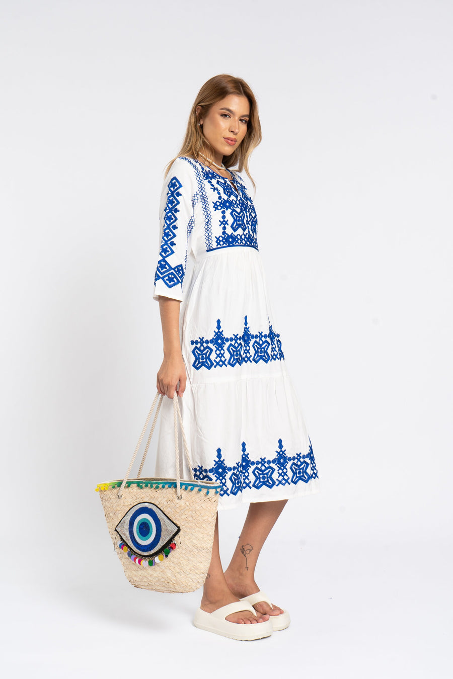 White Tunic embroidered kaftan, Bohemian embroidery tunic dress, beaut Gipci White Tunic embroidered kaftan, Bohemian embroidery tunic dress, beaut Gipci