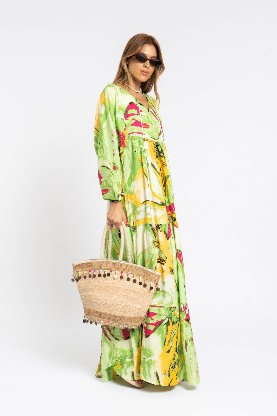 Boho Egyptian Cotton colorful yellow summer Caftan for women, caftan dress, caftans for women, Boho Kaftan dress, Caftans for women, 7-24