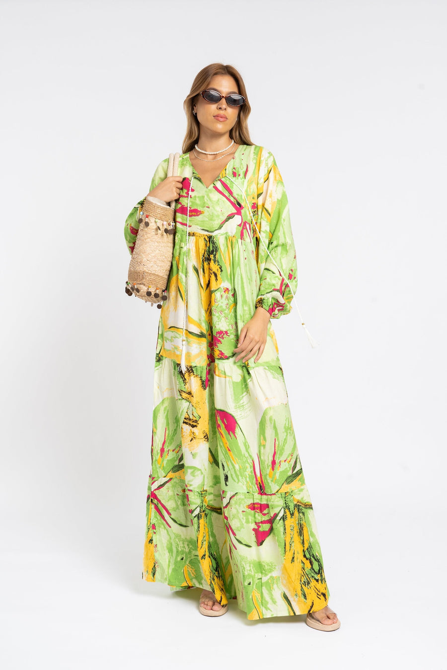 Boho Egyptian Cotton colorful yellow summer Caftan for women, caftan dress, caftans for women, Boho Kaftan dress, Caftans for women, 7-24